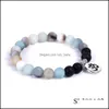 Fili di perline Bracciale con perline smerigliate Bracciale con perline in pietra lavica Braccialetti con perline Lotus Om Buddha Yoga Strench Donna Uomo Amico Dhdyf