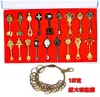 قلادة قلادة 18pcs/مجموعة أنيمي خرافية ذيل لوسي Heartfilia لافتة من Zodiac Metal Keychain Necklace Gold Key Ring
