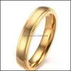 Wedding Rings Wedding Rings 4Mm Gold-Color Band Ring For Women Quality Stainless Steel Engagement 3601 Q2 Drop Delivery 2021 Jewelry B Dhrav