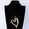 Correntes Allyes Allyes escovados de amor pingente de coração para mulheres vintage Cadeia de corda preta longa colar de jóias femininas