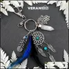 Key Rings Dream Catcher Keychains Blue Feather Tassel Hamsa Hand Evil Eye Keyring For Wall Car Hanging Decor Amen Boho Jewelry Drop D DHMNF