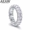 Anéis de casamento de anel solitário 033ct 3x5mm def cor vvs1 oval brilhante e brilhante banda de anel de noivado para lady sólida 14k presente de ouro branco 220829