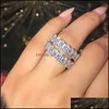 Wedding Rings Vecalon Classic Ring Set Oval Cut 3Ct Diamond Cz Engagement Wedding Band Rings For Women Bridal Bijoux 3624 Q2 Drop Del Dh5Nu