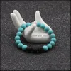 Hebras de cuentas Piedra de lava negra natural Grano Turquesas Pulsera Rocas volcánicas Pulseras Estiramiento Energía Yoga Regalo Judío Lulubaby Dhdit