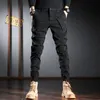 Męskie dżinsy ly mody mody Mężczyźni Wysokiej jakości splicowane patchwork Casual Cargo Spodnie Streetwear Hip Hop Joggers Harem Spodery 220831