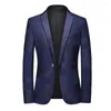 Мужские костюмы мужской пиджак с одним пуговицей Slim Fit Color Block Daily Casual Blazer US Size XS-XL