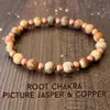 MG1631 Strand Womens Seven Chakra Wrist Mala Bracelet 6 MM Picture Jasper con pulsera de cuentas de cobre hecho a mano Yoga Malas