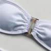 Белая без бретелек с низкой талией бикини 2020 Женские купальники Женщины купальные костюмы с двумя частями набор бикини Бандо купание костюм Swim252j
