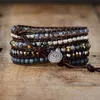 Bracelet Inspiré Native Designer Bracelet En Cuir Noir Onyx Mix 5 Brins Tissé Wrap Bracelets Bohème Bijoux Dropship 220831