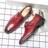 أحذية Monk Men Shoes Solid Color Crocodile Pattern Pu Retro Side Buckle Business Party Daily Daily AD063