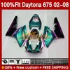 Daytona için Enjeksiyon Kalıp Fairings 675 R CC 675R 02 03 04 05 06 07 08 KIT 148NO.114 675CC 2002-2008 DAYTONA675 2002 2003 2005 2006 2007 2008 OEM Uçeni Sian Siyah BLK