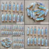 Charms Opal Stone Pillar Shape Point Pendum Charms Ciondoli fatti a mano in filo di ferro color argento per gioielli di moda che fanno chi Dhseller2010 Dhzo6