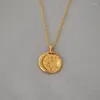 Ketten CMajor vergoldeter Messingschmuck Mond Stern Münze Scheibe Anhänger Halskette für Frauen