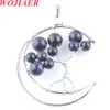 Pendentifs en améthyste naturelle en forme de lune, breloques blanches pour la fabrication de colliers pour femmes, taille 53x43mm, BO923, 10 pièces/lot