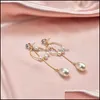 Charm￶rh￤ngen koreanska 925 Sier Needle Pearl Spring Summer Charm Feminin stil med personlighetsmycken 20211224 T2 Drop Del Mjfashion Dhtj1