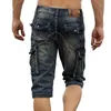 Mens Jeans Summer Retro Cargo Denim Shorts Vintage Acid Washed Faded MultiPockets Military Style Biker Short for Men 220831