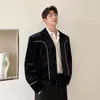 Herenjacks 2022 Koreaanse mode schoudervul Velvet jas mannen vintage chic losse casual korte jas mannelijke bovenkleding herfst