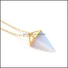 Подвесные ожерелья заживление кристаллической опальной пирамиды аметиста ожерелье с золотом покрытие Howlite Rose Quartz Amet Натуральный камень подвесной ожерелья Dhi1b