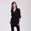 Polos pour femmes col en V grande taille ample à manches longues chemise décontractée dame OL Style hauts femme vêtements Blusas femmes classique en mousseline de soie Blouse