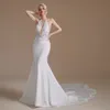 Mermaid Bridal Wedding Dress Printed Embossed Design Sexy Strapless Backless Slim YS00065