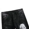 Jeans pour hommes Pantalons pour hommes Streetwear Pantalons de mode Crâne Noir Denim Biker Haute Qualité Mâle Casual Designer Déchiré Confortable 220831