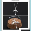 Naszyjniki wisidanta Naszyjniki projektant CZ Diamond Hurtowa biżuteria modowa 925 Siestring Sier Chain Xmas Dift Girl Angel Wings Yydhhome dhyla
