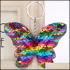 Anéis -chave 20pcs lantejoulas de borboleta de borboleta chaveiro glitter lhitins artesanato pendente parto de presente decoração menina ornamentos infantis brinquedo 9 dhybw