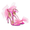 With BOX Luxury Designer High Heels Sandals women heel Averly Pumps Aveline Sandal with Asymmetric Grosgrain Mesh Fascinator Bows Shoes Beatiful