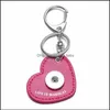 Sleutelringen 7 Love Heart PU Leer Snap Knop Key Rings Chain Keychains Fit Diy 18mm sieraden Drop Delivery 2021 Dhseller2010 DHG69