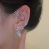 S3181 Mode Bijoux Feuilles Oreille Manchette Pour Femmes Seule Pièce Strass Laisser Oreille Accrocher Boucles D'oreilles