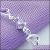 Link Chain 925 Sterling Sier Heart Purple Zircon Armband f￶r kvinnor smycken engagemang party julklapp 1202 t2 droppleverans 20 dhima