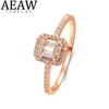 Solitaire Ring Wedding Rings 043ctw D Color VVS1 Engagement Solid Real 18k Rose Gold Fine for Women Band Daily 220829