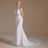 인어 신부 웨딩 드레스 인쇄 엠보싱 디자인 섹시한 끈이없는 등이없는 슬림 ys00065