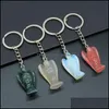 Key Rings Healing Reiki Chakra Carved Angel Natural Stone Key Rings Pendant Keychain Crystal Chakras Quartz Chains Jewel Dhseller2010 Dhmf9