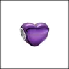 Charms 2021 925 Sterling Sier Beads Metallic Purple Red Heart Charms Fit Fit Oryginalne bransoletki pandora kobiety