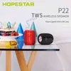 Haut-parleurs portables HOPESTAR-P22 Haut-parleur Bluetooth portable sans fil IPX6 Colonne de basse étanche Lecteur de musique Subwoofer Boombox avec micro USB FM TF T220831