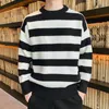 Männer Pullover Koreanische Gestrickte Männer Frauen Harajuku Casual Baumwolle Pullover Tate Langdon Gleichen Stil Grün Gestreifte Tops Herbst 220830