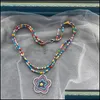 Pendentif Colliers Bohème Mtilayer Colorf perles chaîne colliers dessin animé arc-en-ciel fleur pendentif collier pour femmes Elega Dhseller2010 Dhjd3