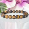 MG1558 Strand nuevo diseño 8 mm pulsera de ojo de tigre mate cristales curativos pulsera Mala de Yoga joyería de protección energética para hombres