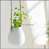 Vases Us Home Garden Balcony Ceramic Hanging Planter Flower Pot Plant Vase With Twine Little Bottle Decor2532 Drop Delivery 2021 Homei Dhydw