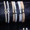 Bracelets de charme Novo moda strass strass zircão de zircão de metal pulseira masculino masculino de jóias de jóias de jóias de jóias de ouro e yydhhome dhyfr