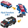 Figury zabawek akcji Transracje 13 Type 2in1 Transforming City Vehicle Mini Flip Transformed Dwa typy Pocket Car Kid Prezenty urodzinowe 220830