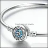 Bangle Real 925 Sterling Sier Blue Lucky Evil Eye of Guarding Armband Bangles Diy Accessories Smycken Drop Delivery 2021 Bdejew DHPP7