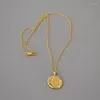 Ketten CMajor vergoldeter Messingschmuck Mond Stern Münze Scheibe Anhänger Halskette für Frauen