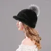 Visors Hat Hat Winter Authentic Knitball Cap Russian Fashion Ladies Warm