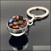 Nyckelringar Double Glass Ball Universe Star Keychain Solar Moon Keyring Key Holder Bag h￤nger Fashion Jewelry Gift Will och Sandy 800 R Dhju8