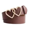 Belts Women Leather Belt Fashion Waistband Double Heart Shape Ring Buckle Versatile Decoration Jeans Casual Pants