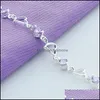 Link Chain 925 Sterling Sier Heart Purple Zircon Armband f￶r kvinnor smycken engagemang party julklapp 1202 t2 droppleverans 20 dhima