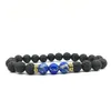 Brins Perlés 16 Couleurs Chakras Perles De Pierre De Lave Noire Strand Bracelet Huile Essentielle Diffuseur Bracelets Roche Volcanique Perlé Elasti Dhk2R