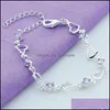 Link Chain 925 Sterling Sier Heart Purple Zircon Armband f￶r kvinnor smycken engagemang party julklapp 1202 t2 droppleverans 20 dhima